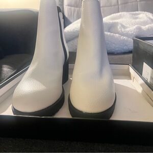 MIA White with Black Panel Ankle Booties